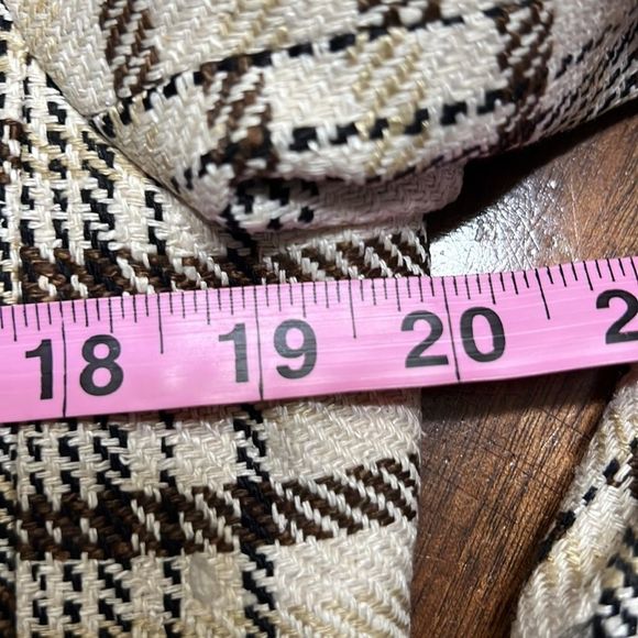 Vintage Talbots Handwoven 100% Silk Cream Brown Plaid 4 Button Blazer Sz 8 - Picture 9 of 11